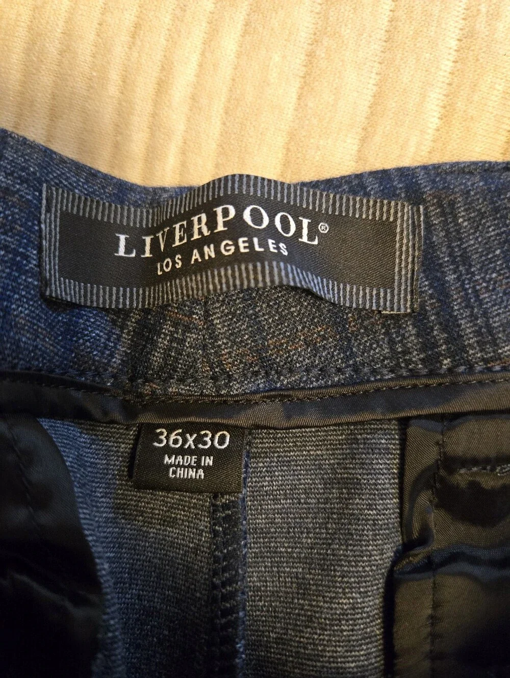LIVERPOOL Men's Blue Plaid Career Dress Pants. Size 36x30. - Picture 3 of 5
